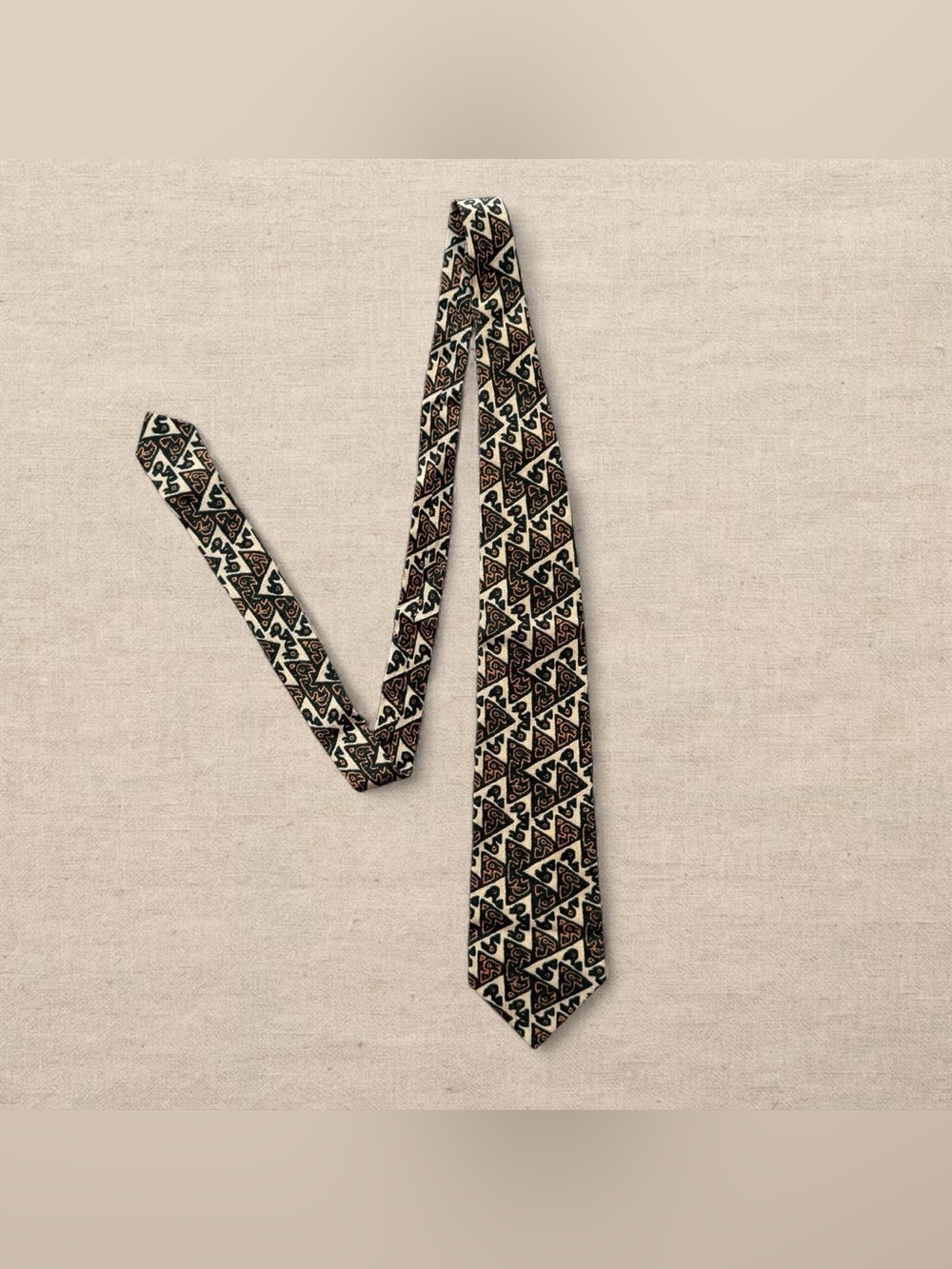 Emporio Armani Silk Neck Tie Geometric Aztec Triangle Pattern Made in Italy